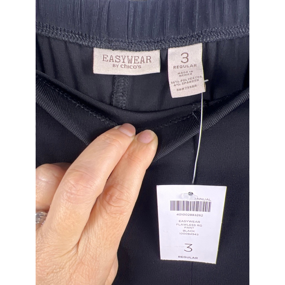 Chico's Easywear Flawless Pant Size 3 XL Regular Black Pull-On Stretch Travel Pa - Picture 3 of 5